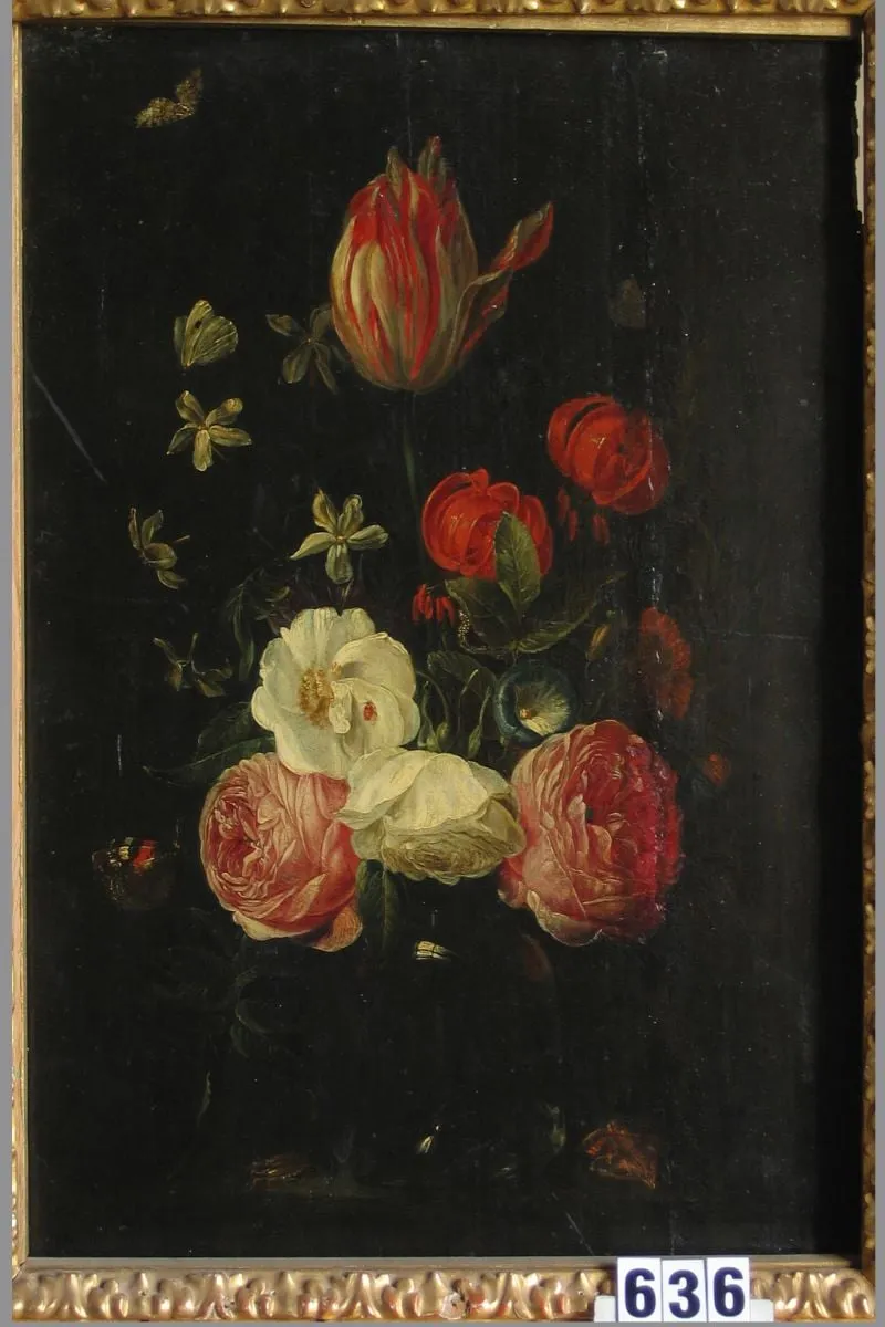 Buchet de trandafiri (în registrul inventar: Flori cu trandafiri), by Jan van cel Bătrîn Kessel, unspecified