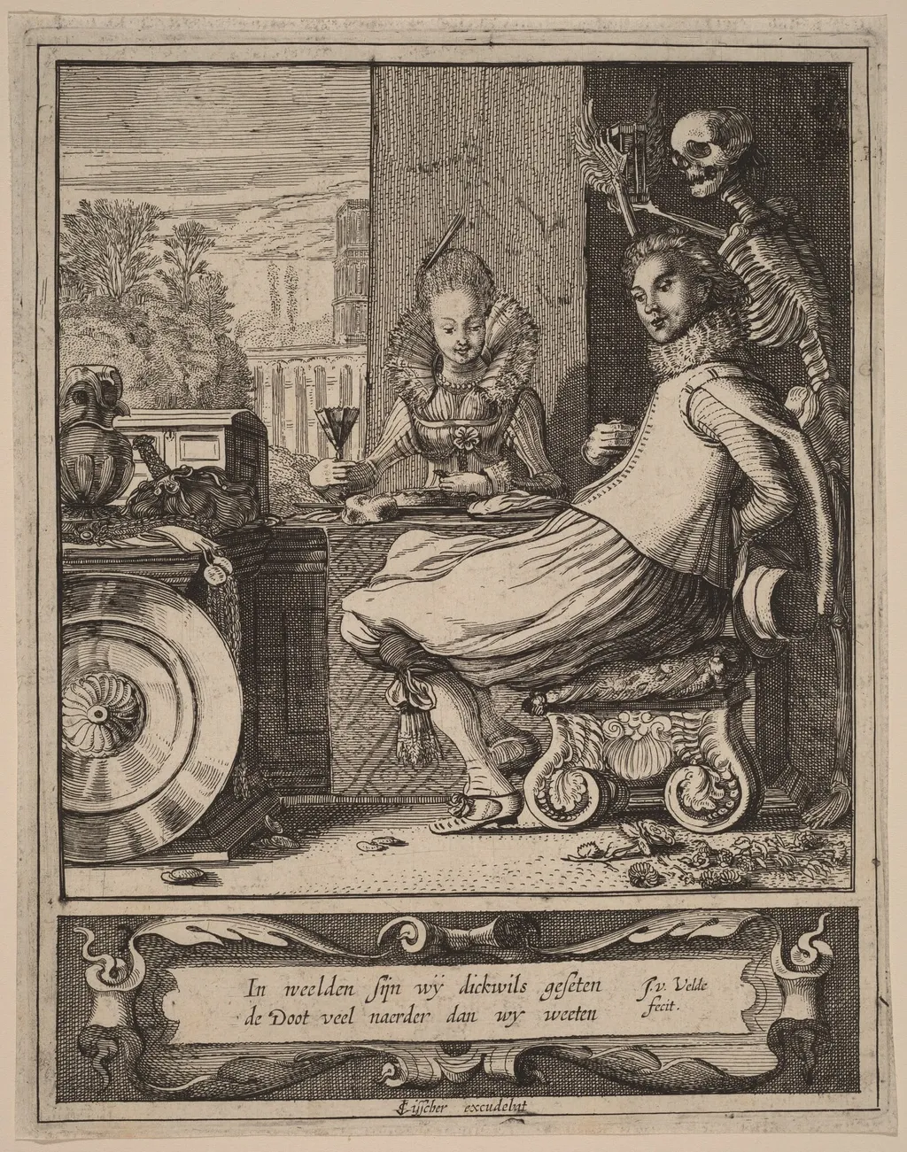 Death Taking a Couple by Surprise, by Jan van de Velde, ink, 1617