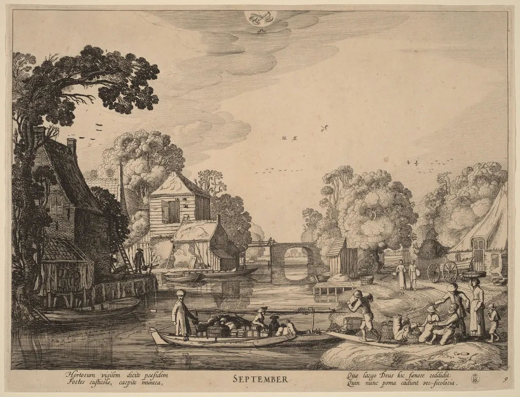 September, by Jan van de Velde, ink, 1617