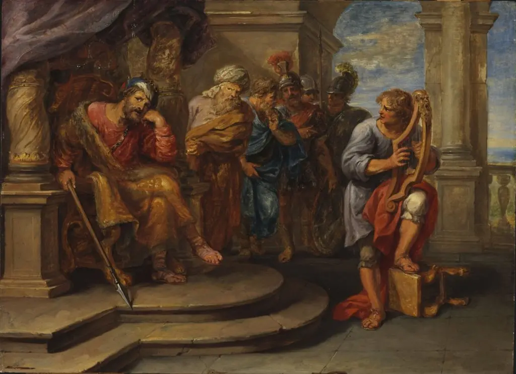 David Playing the Harp for King Saul, by Jan van den Hoecke
