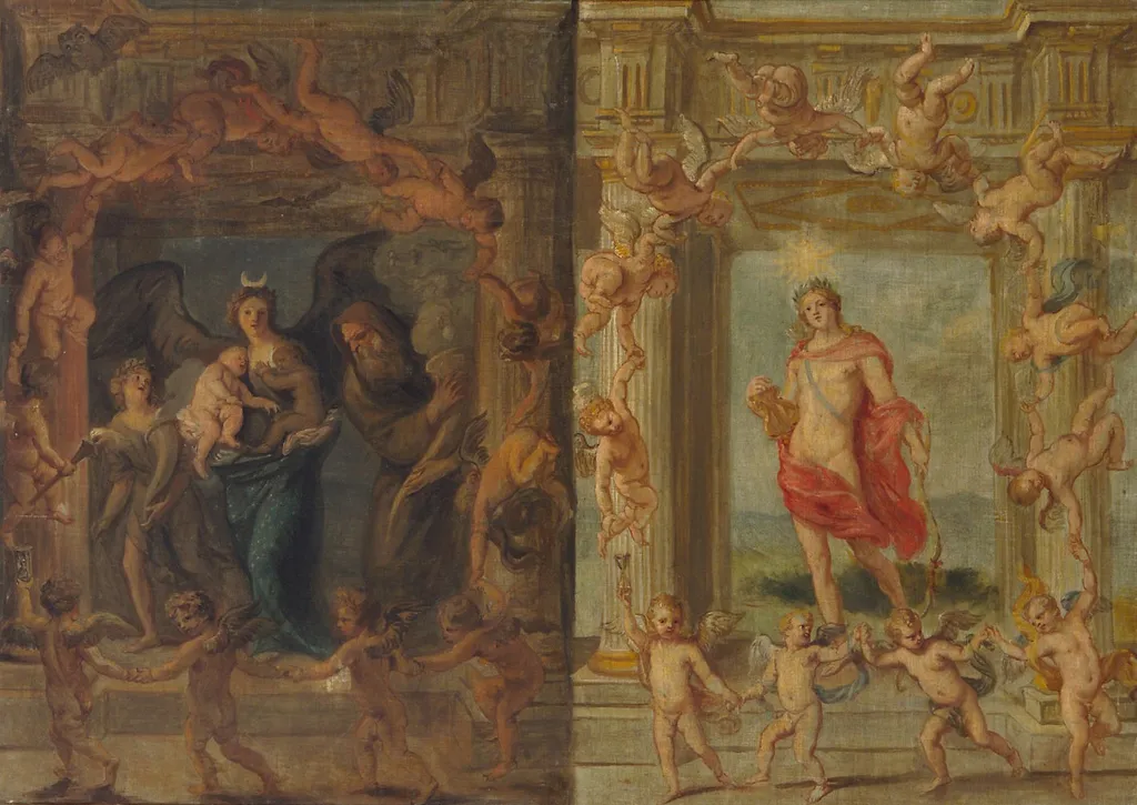 Tag und Nacht, by Jan van den Hoecke, color, 1650