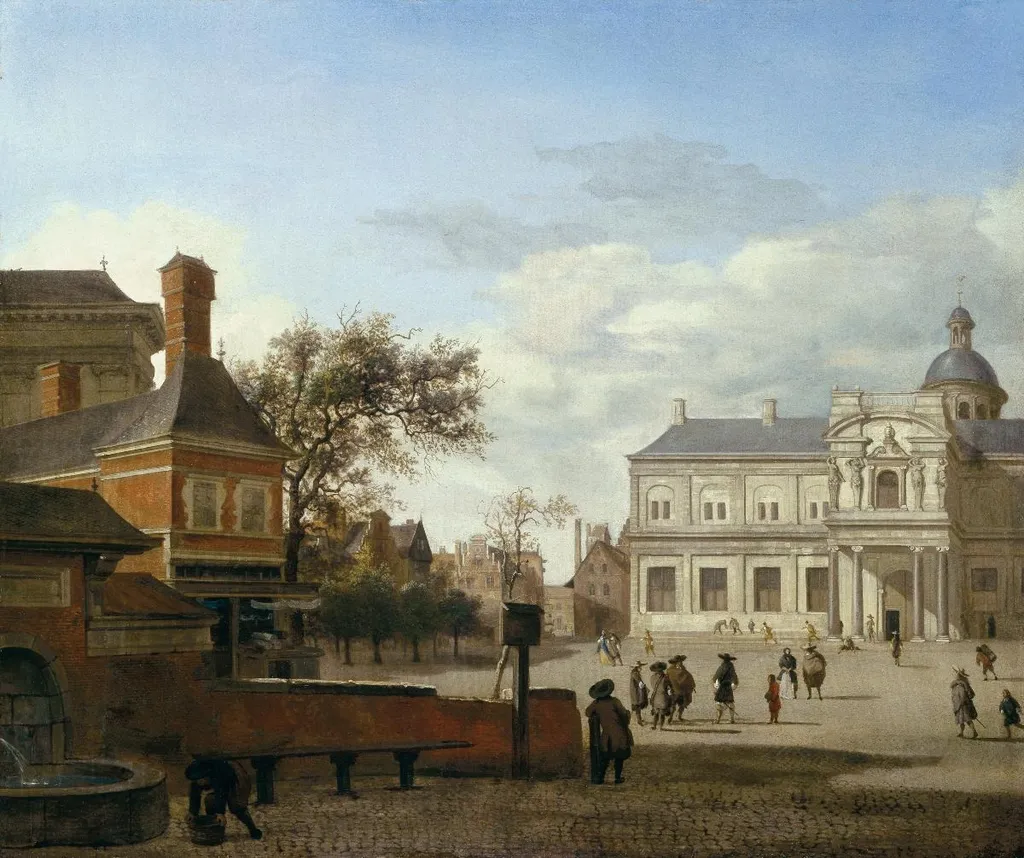 Barockes Palais an einem Platz, by Jan van der Heyden, oil, 1665