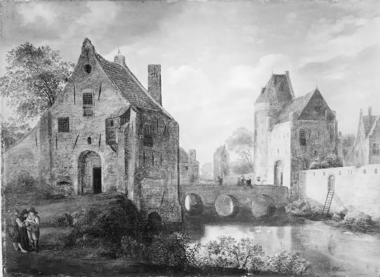 Houses at a Canal, by Jan van der Heyden