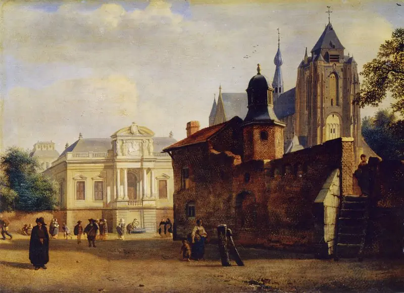 The Great Church in Veere with a Fantasy Villa, by Jan van der Heyden