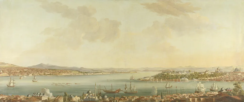 View of Constantinople (Istanbul) and the Seraglio from the Swedish Legation in Pera, by Jan van der Steen, oil, 1775