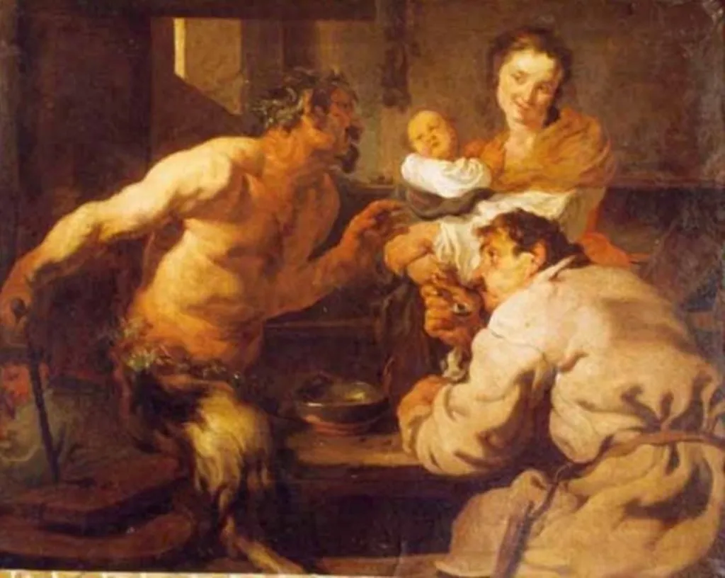 Țăran și satir, by Jan van der, zis Pan Lys, 1650