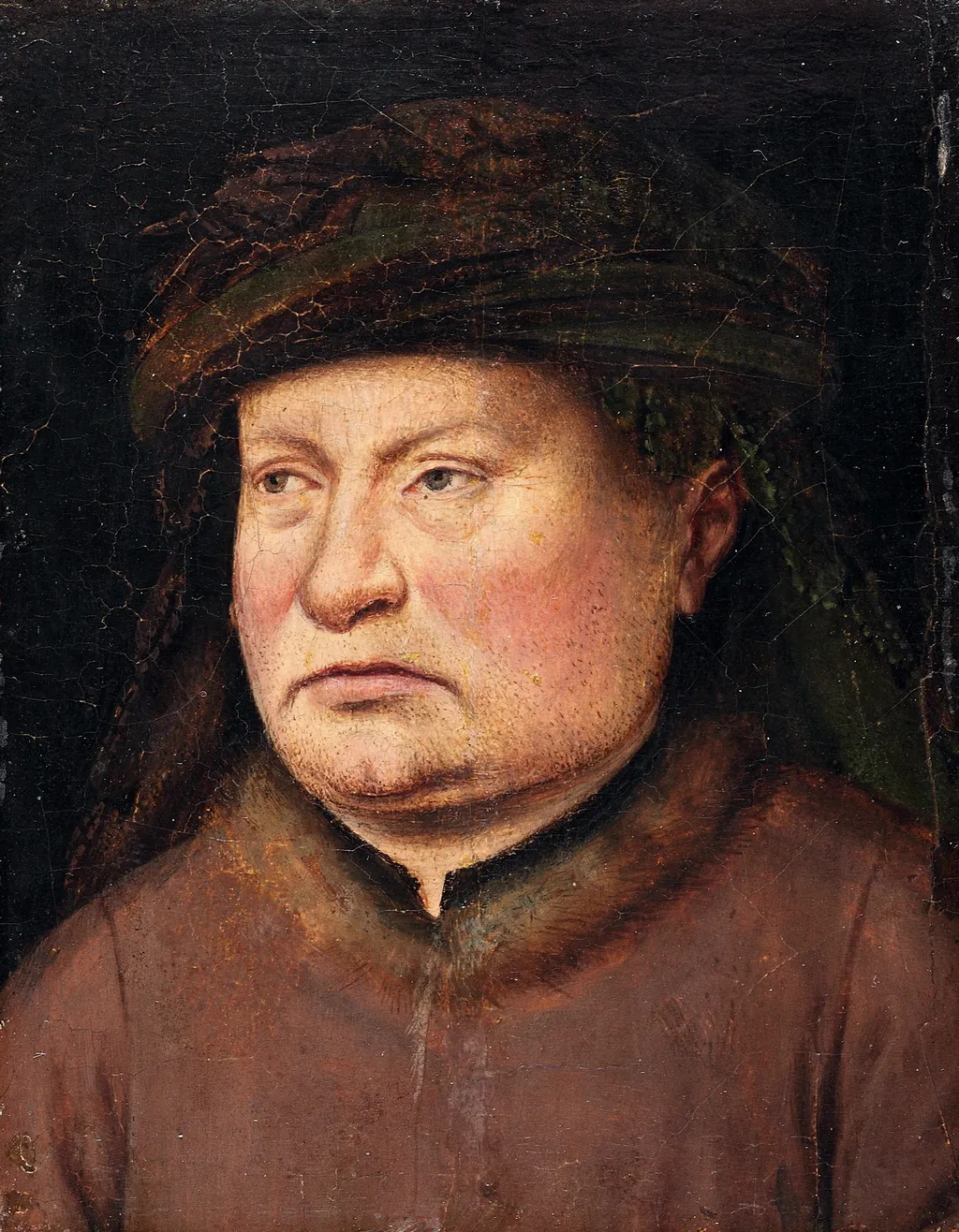 Portrait of a man, by Jan van Eyck, oil, 1430