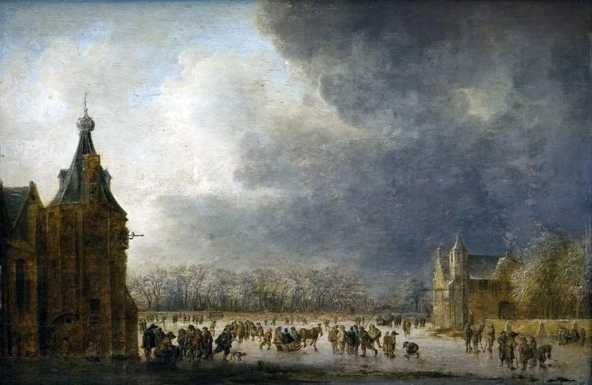 At the Rink, by Jan van Goyen, oil, 1640