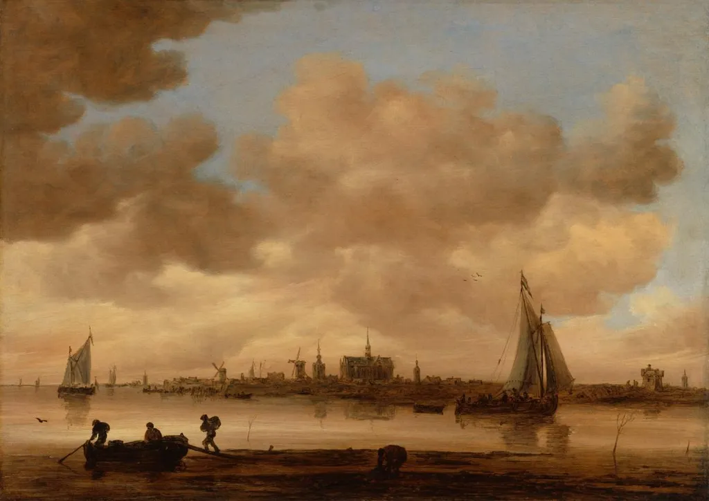 Blick über den Fluss auf Goes, by Jan van Goyen, oil, 1649