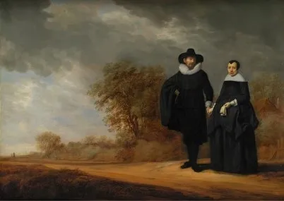 Burgomaster Cornelis Damasz. van der Gracht and his Wife, Jopken Jacobs, in a Landscape, by Jan van Goyen, oil, 1635