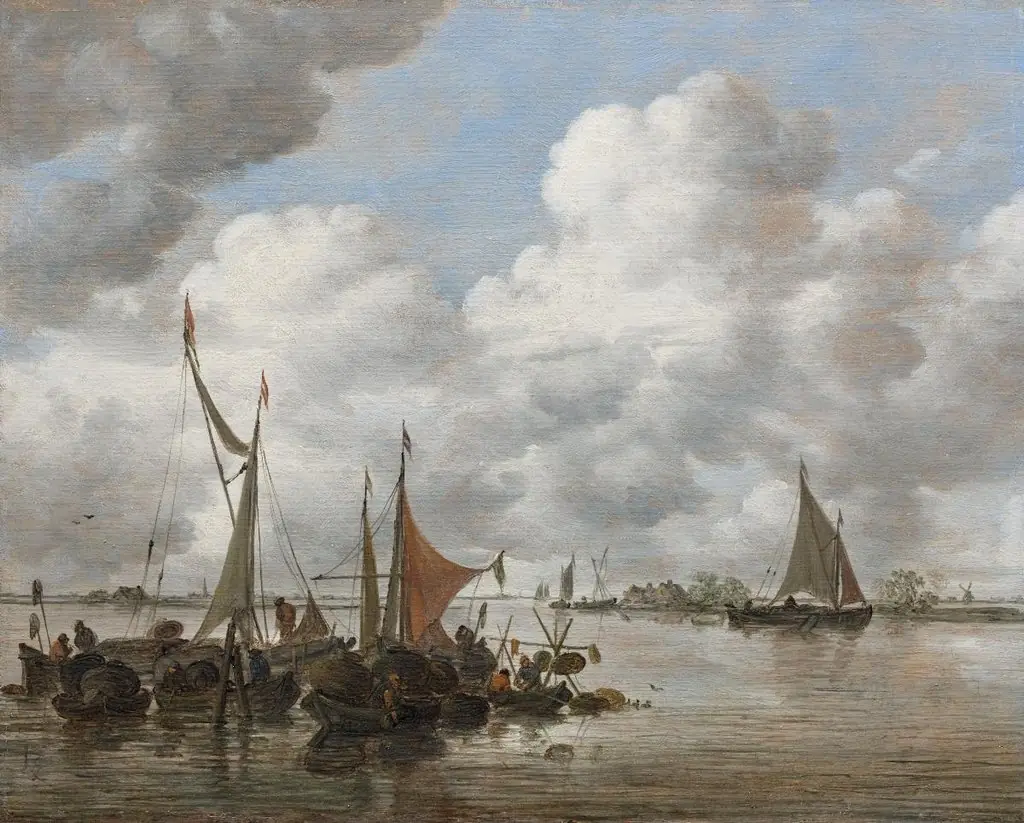 Fischerboote beim Abrüsten am Abend, by Jan van Goyen