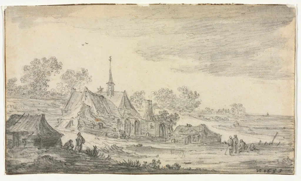 Group of Buildings on a Seashore, by Jan van Goyen, 1653