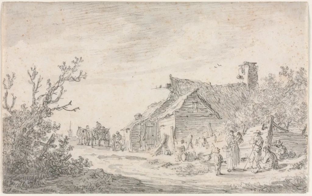 Landscape with a Cottage and Figures, by Jan van Goyen, 1653