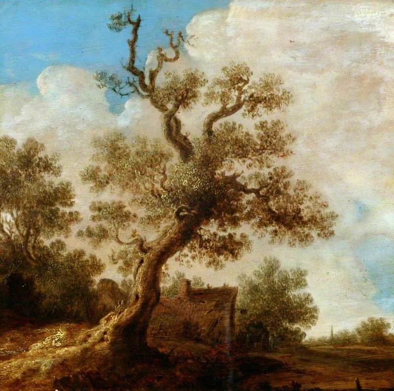 Landscape with a Wayside Inn, by Jan van Goyen, oil, 1636
