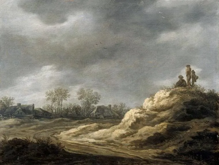 Landscape with figures, by Jan van Goyen, oil, 1628