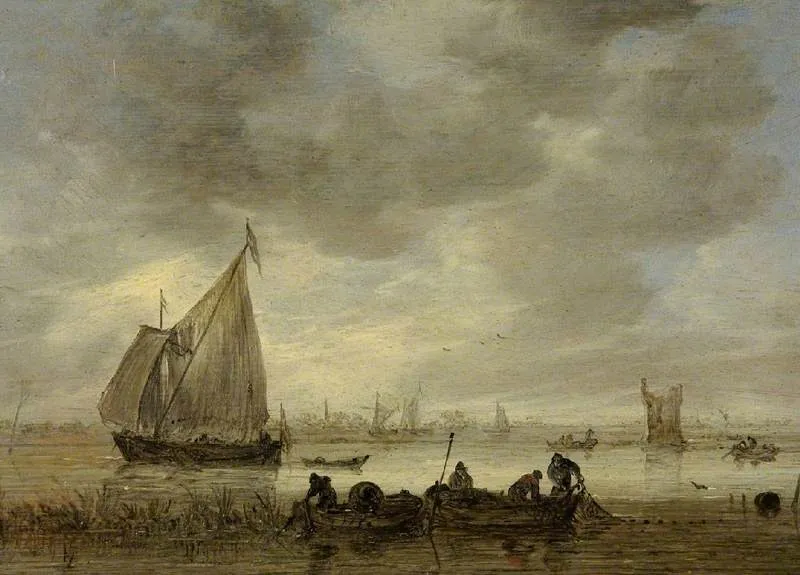 Near Dordrecht, by Jan van Goyen, oil, 1654
