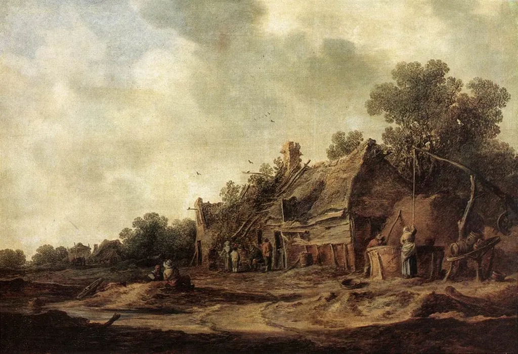 Peasant Huts with a Sweep Well, by Jan van Goyen, unspecified, 1633