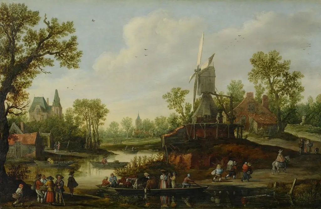 River Landscape with a Ferry