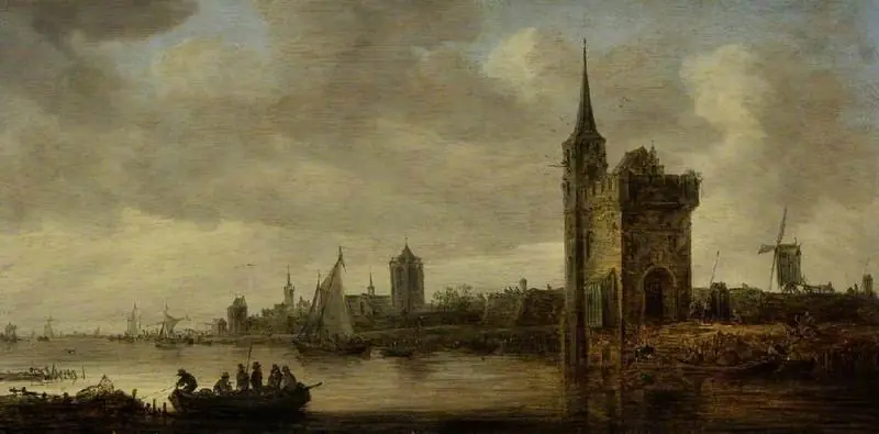 River landscape with boats, by Jan van Goyen