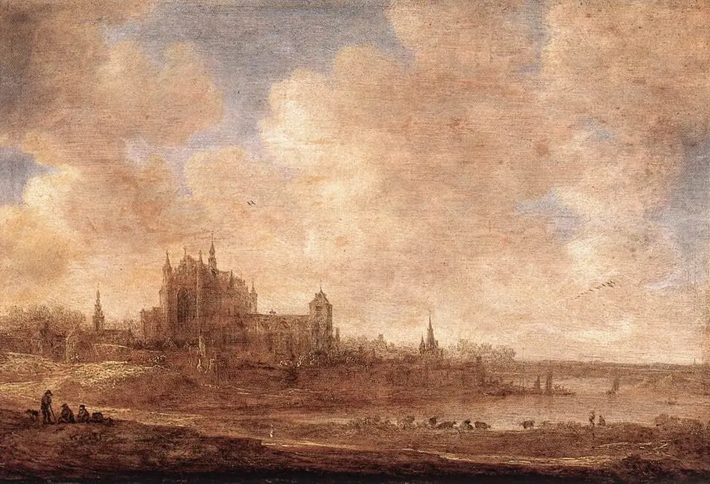 River Landscape with the Hooglandsekerk of Leiden, by Jan van Goyen