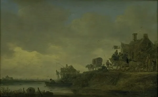 River Scene with the "Swan" Tavern, by Jan van Goyen, unspecified, 1646
