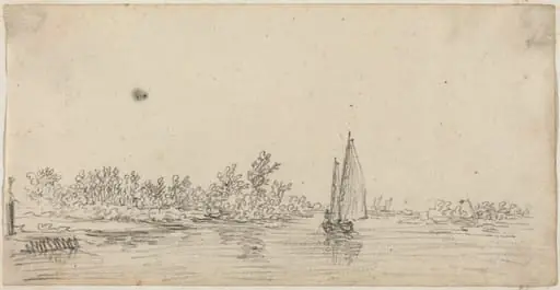 Sailboat on an Estuary, by Jan van Goyen