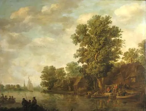 Sat olandez cu râu, by Jan van Goyen