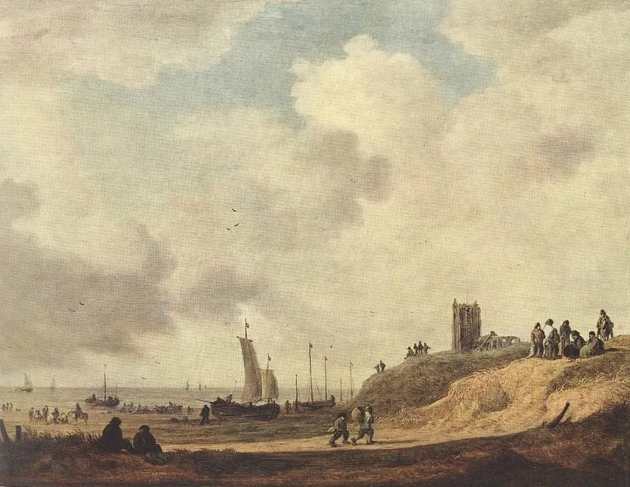 Shore in Egmond-on-See, by Jan van Goyen, oil, 1645