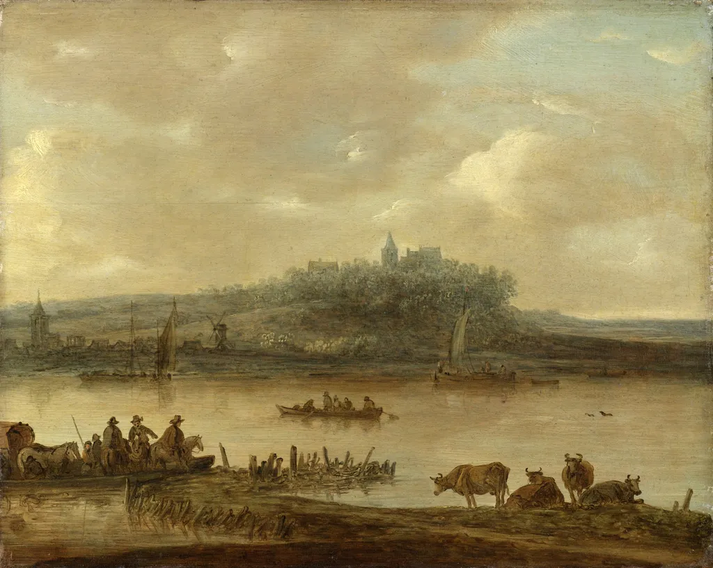 View of the Rhine and the Elterberg, by Jan van Goyen, oil, 1645