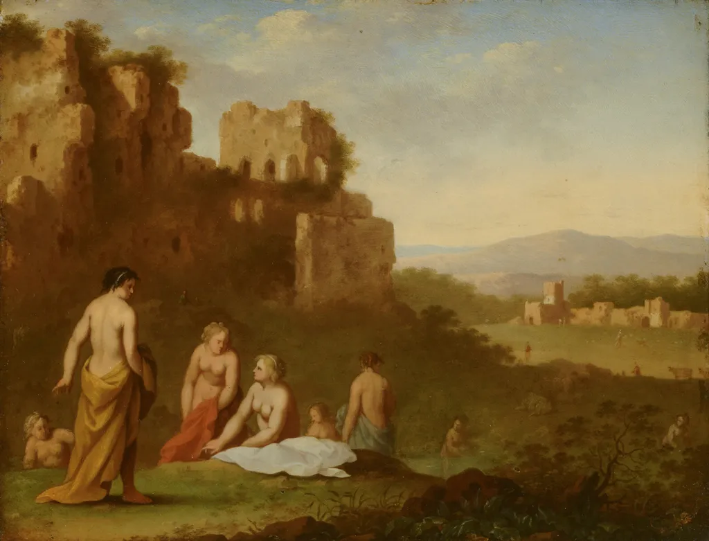 Nymphs Bathing, by Jan van Haensbergen, oil, 1670