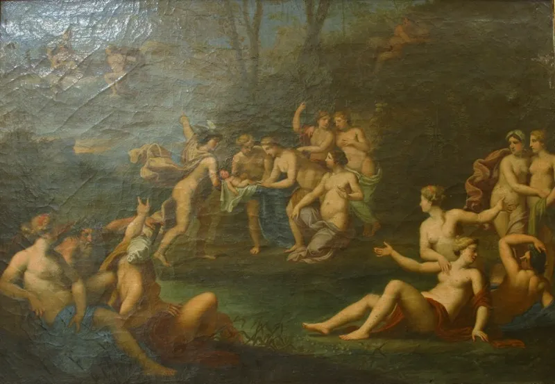 The Education of Bacchus, by Jan van Haensbergen, oil, 1691