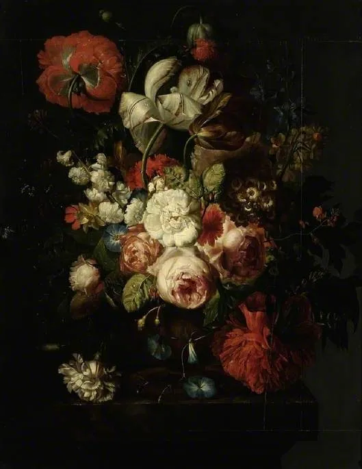 A vase of flowers, by Jan van Huysum, oil, 1715