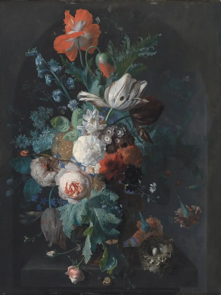 A Vase with Flowers, by Jan van Huysum