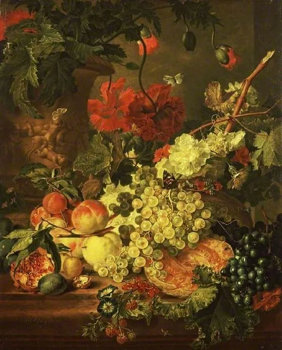 Fruit and flowers, by Jan van Huysum, oil