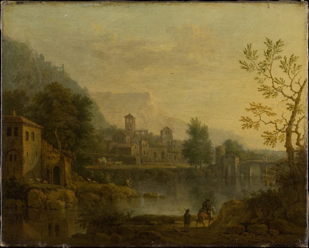 Italian Landscape, by Jan van Huysum, oil, 1709