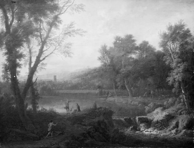 Landscape, by Jan van Huysum, oil, 1723