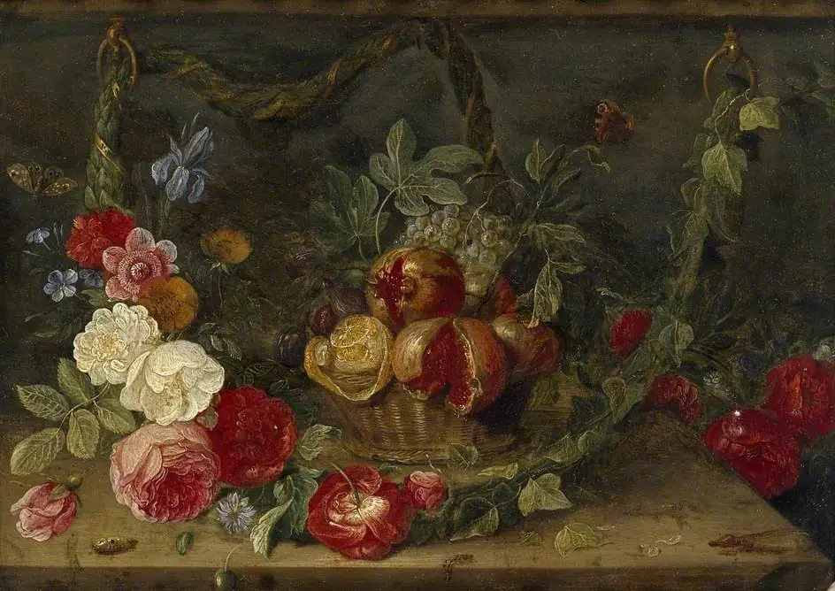Decorative Still-Life Composition with a Basket of Fruit, by Jan van Kessel the Elder