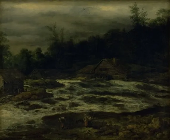 Mountain Scenery with Waterfall, by Jan van Kessel the Elder, oil, 1660