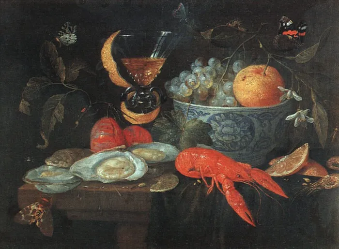 Still-Life with Fruit and Shellfish, by Jan van Kessel the Elder, oil, 1653