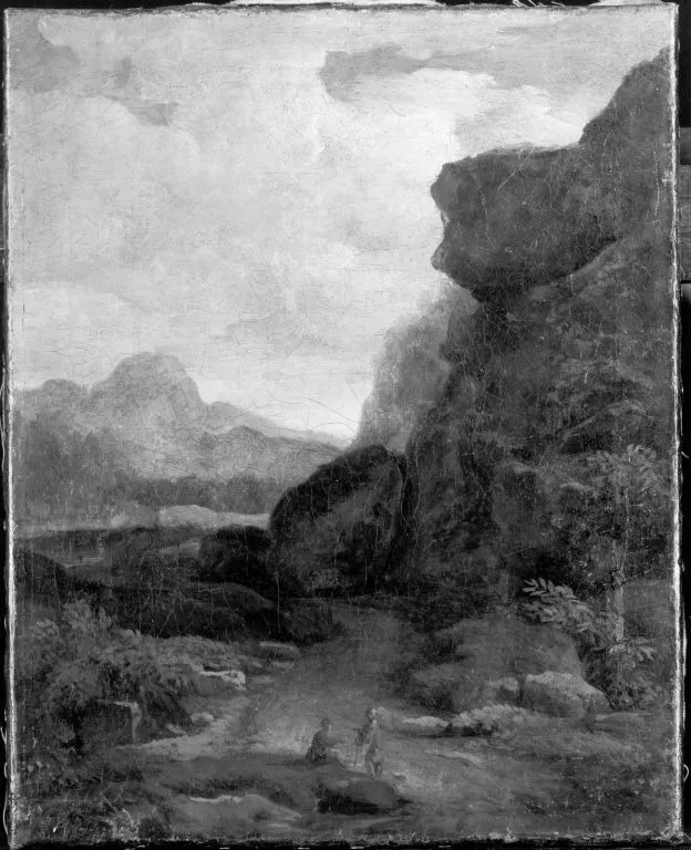 Felsenlandschaft, by Jan van Nickelen, unspecified, 1694