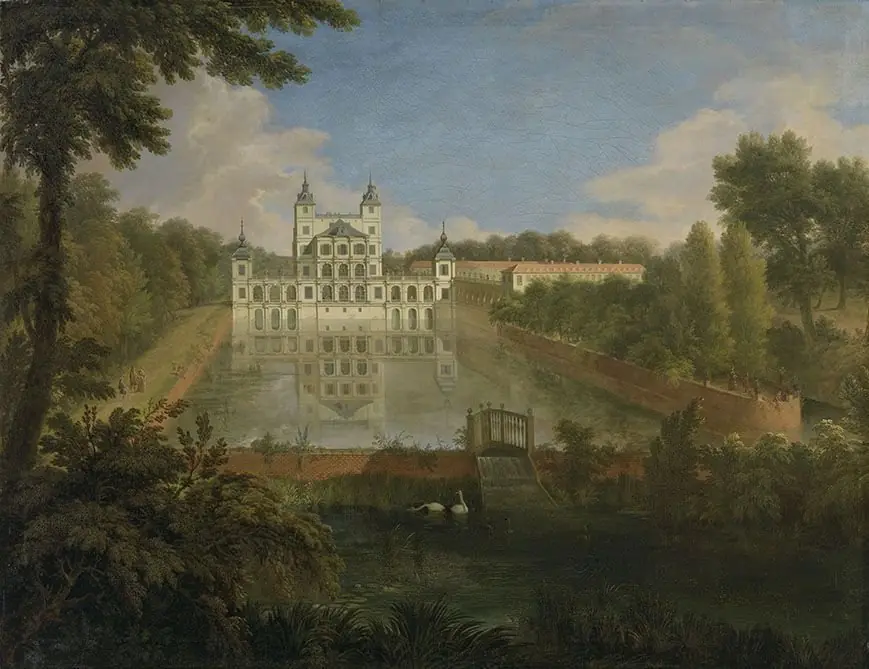 The old Schloss Benrath from the North, by Jan van Nickelen