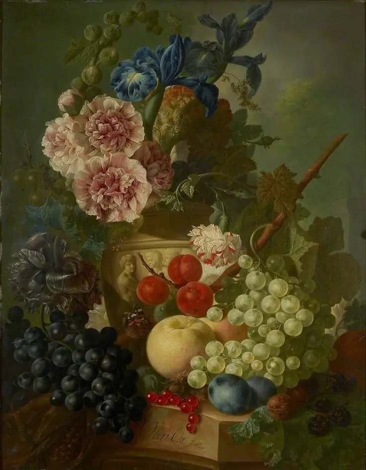Still Life of Flowers and Fruit, by Jan van Os