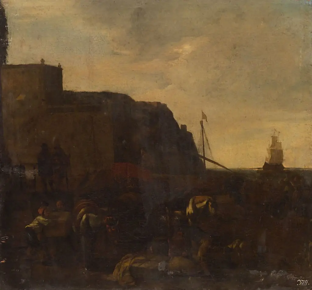 Italienischer Seehafen, by Jan van Ossenbeeck