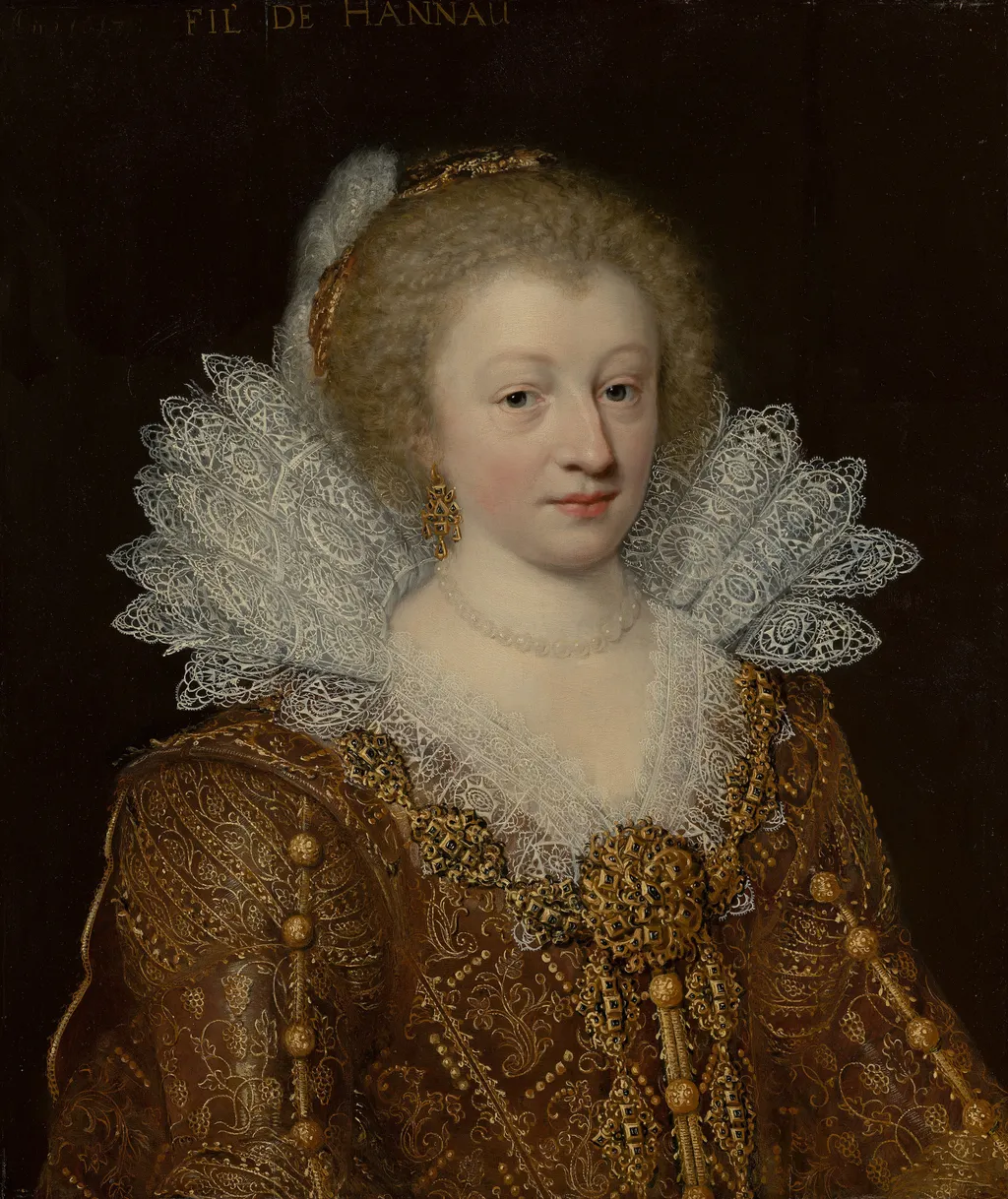 Portrait of Amélie Elisabeth of Hanau-Münzenberg, by Jan van Ravesteyn, oil, 1617