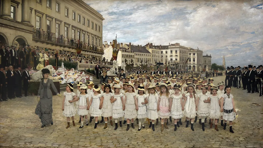 The procession of the schools in 1878, by Jan Verhas, oil, 1890