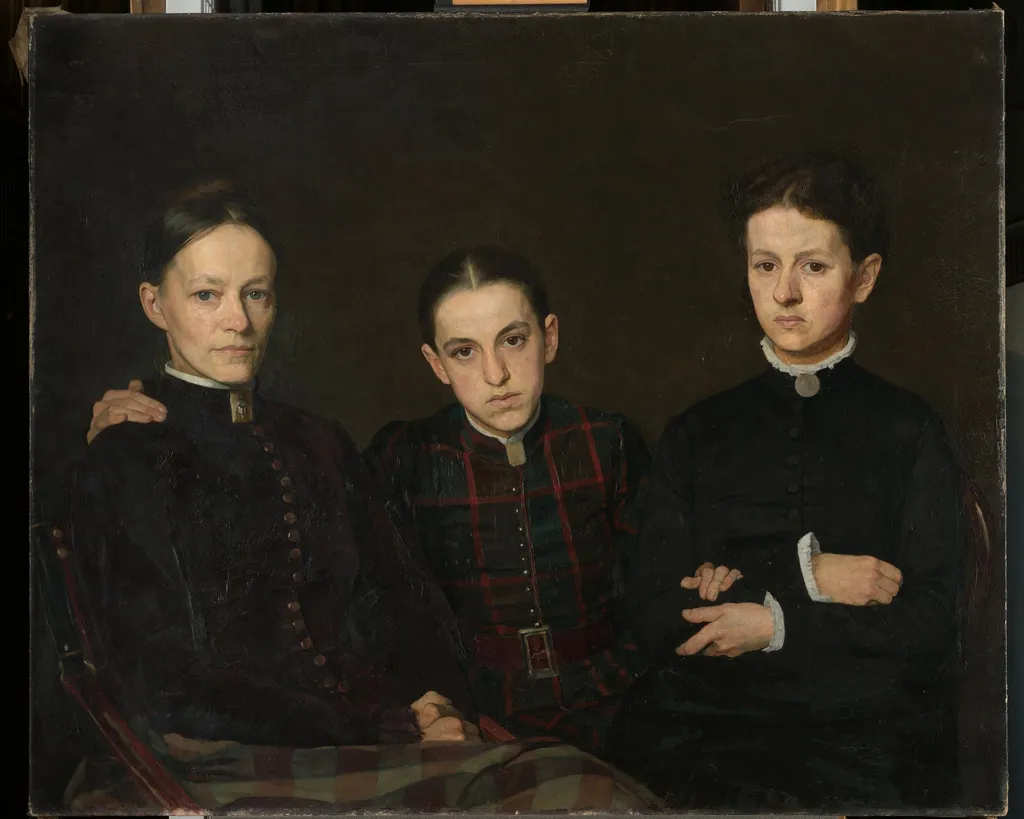 Portrait of Cornelia, Clara and Johanna Veth, by Jan Veth, unspecified, 1885