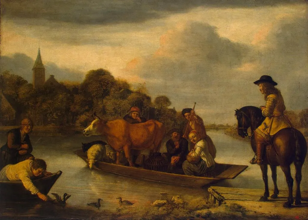 Ferry-boat, by Jan Victors, oil, 1660