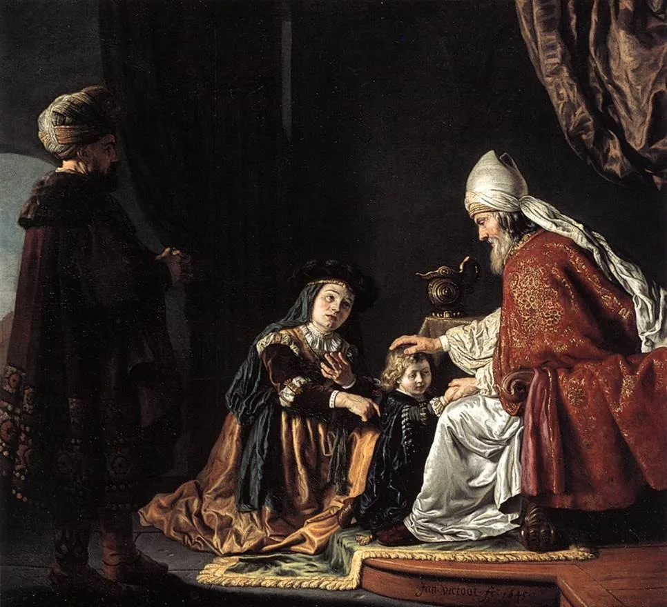 Hannah Giving Her Son Samuel to the Priest, by Jan Victors, oil, 1645
