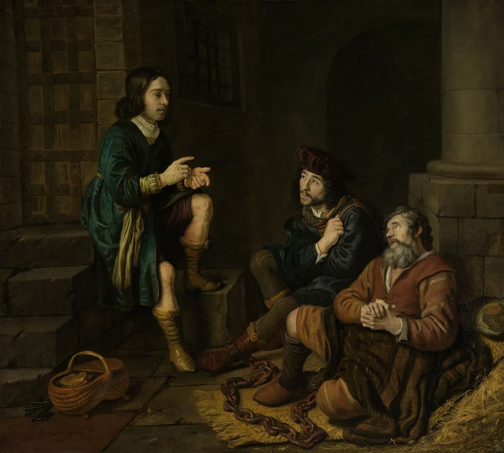 Joseph interpreting the dreams of the baker and the butler, by Jan Victors, oil, 1648