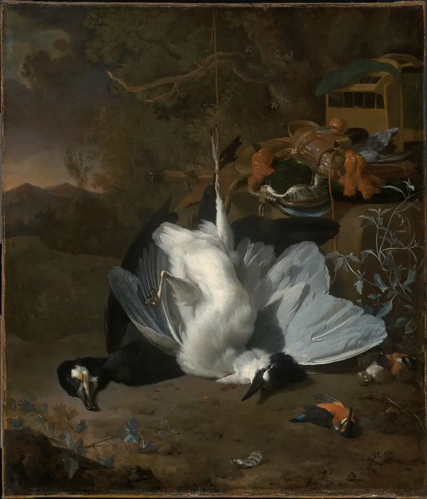 Dead Birds and Hunting Equipment in a Landscape